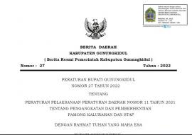 PERATURAN BUPATI GUNUNGKIDUL TENTANG PENGANGKATAN DAN PEMBERHENTIAN PAMONG KALURAHAN DAN ST